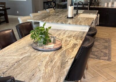 Brown Fantasy Dolomite countertop system with multiple surfaces made with natural stone