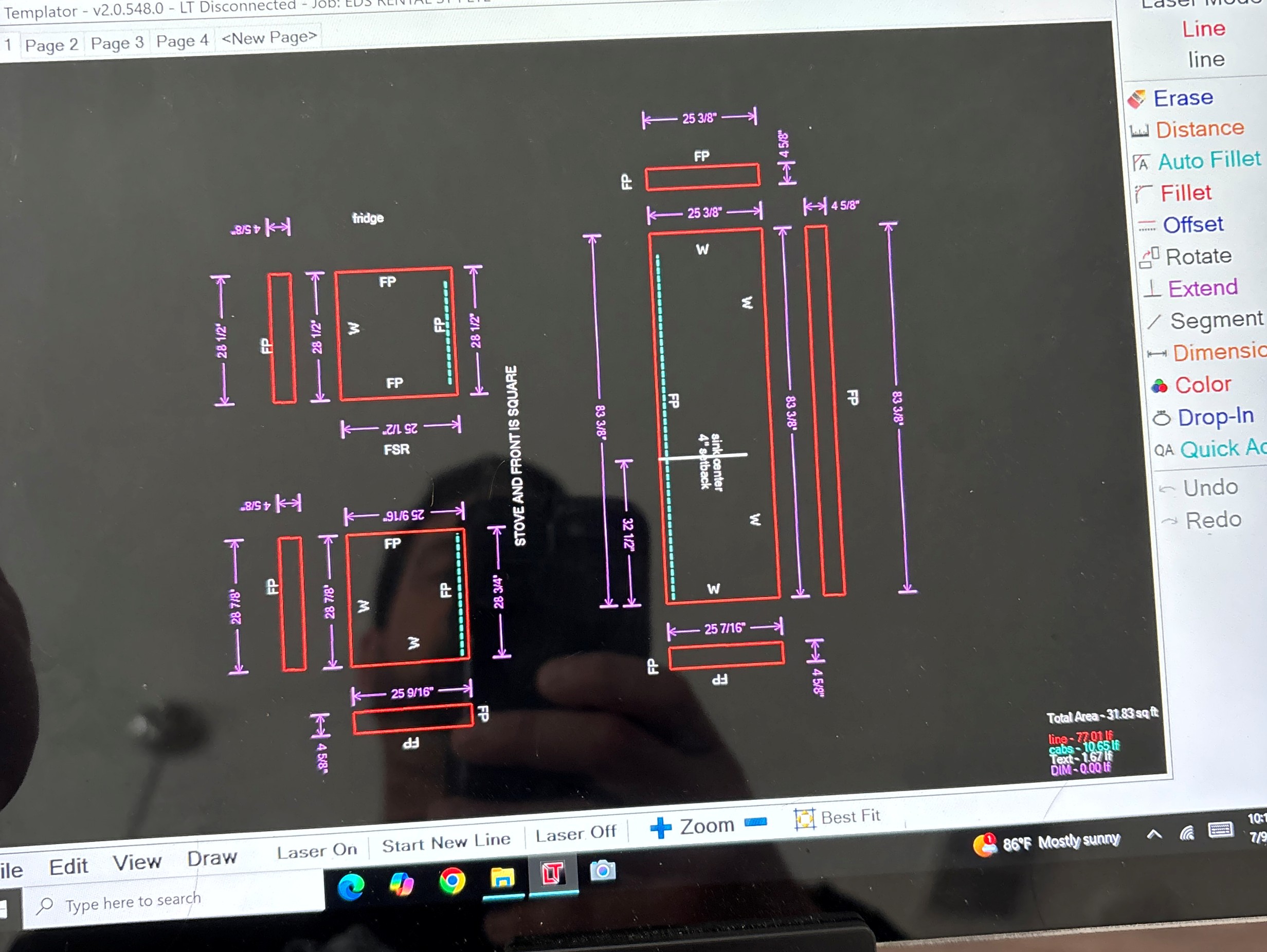 Generating a template-2 digital template for a natural stone countertop