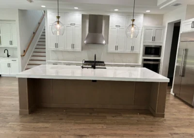 Kitchen island with Quantum Calacatta Imperial Quartz countertops