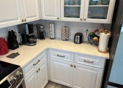 quartz kitchen countertop with high backsplash