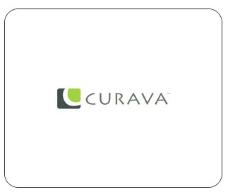 curava-logo Curava logo with gray and green elements.
