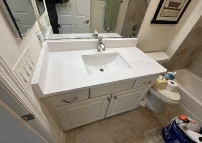 white quartz bathroom countertop