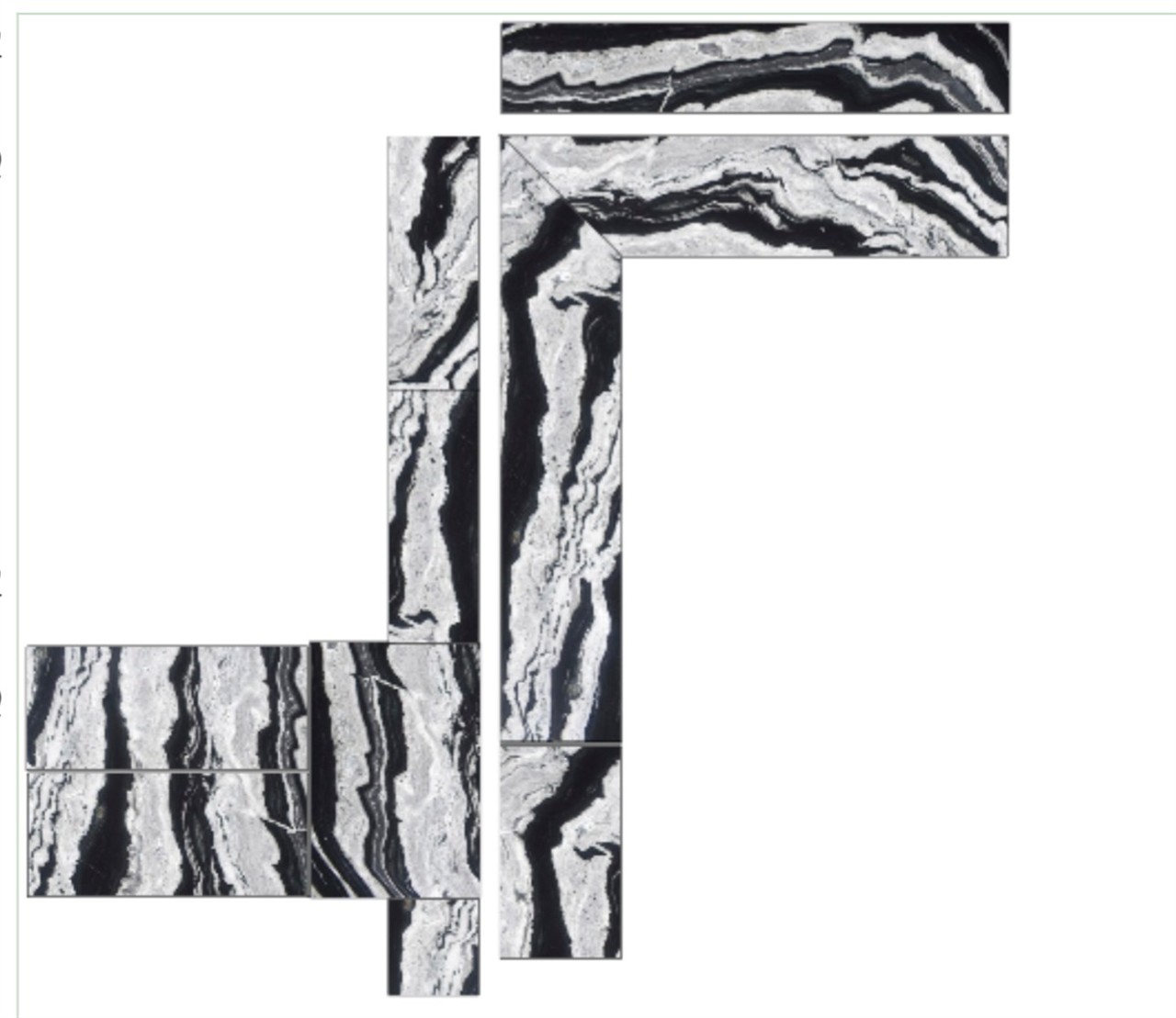 Diagram illustrating -vein flow. countertop layout showing the importance of vein flow direction